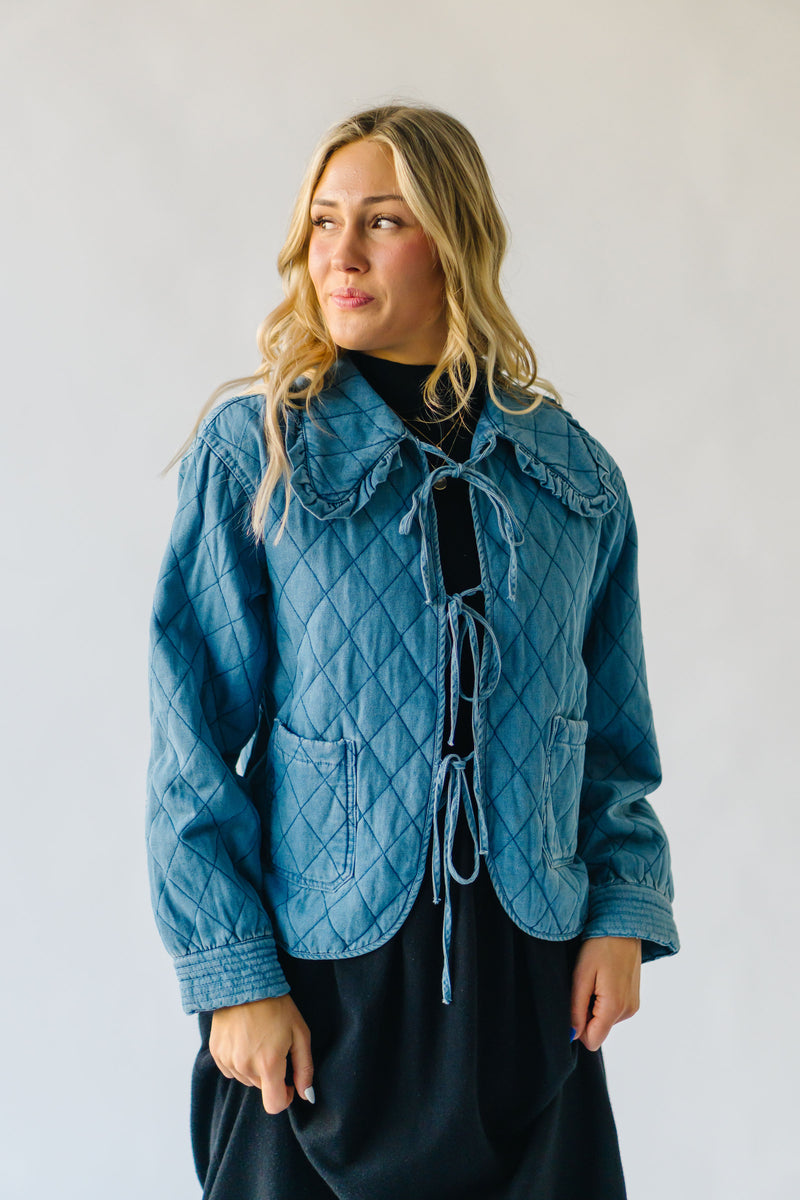 The Sardo Collared Denim Jacket in Medium Blue