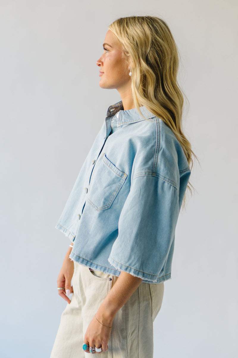 The Jensvold Cropped Denim Jacket in Light Blue