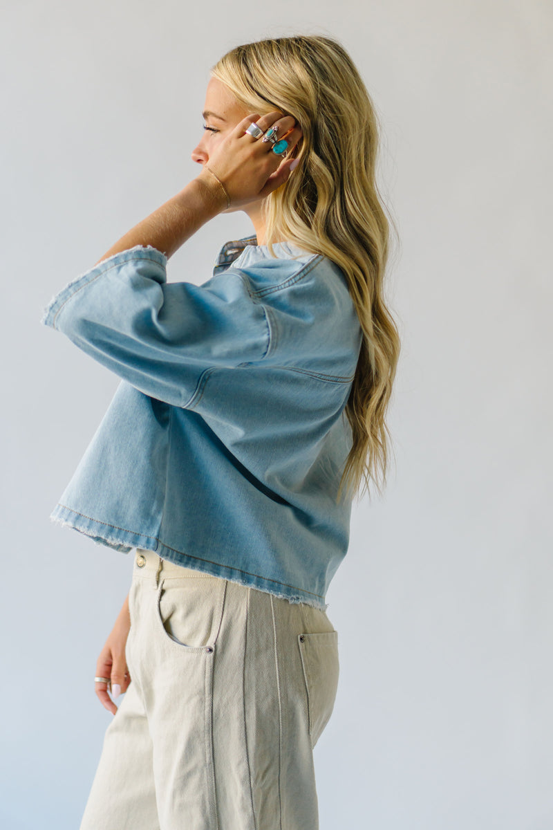 The Jensvold Cropped Denim Jacket in Light Blue