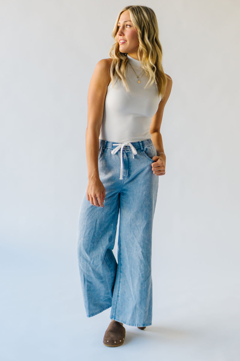 The Towslee Wide Leg Denim Jean in Light Blue