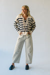 The Dunavant Lace Up Striped Sweater in Cream