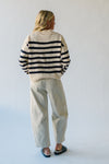 The Dunavant Lace Up Striped Sweater in Cream