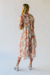 The Linford Floral Midi Dress in Peach + Red