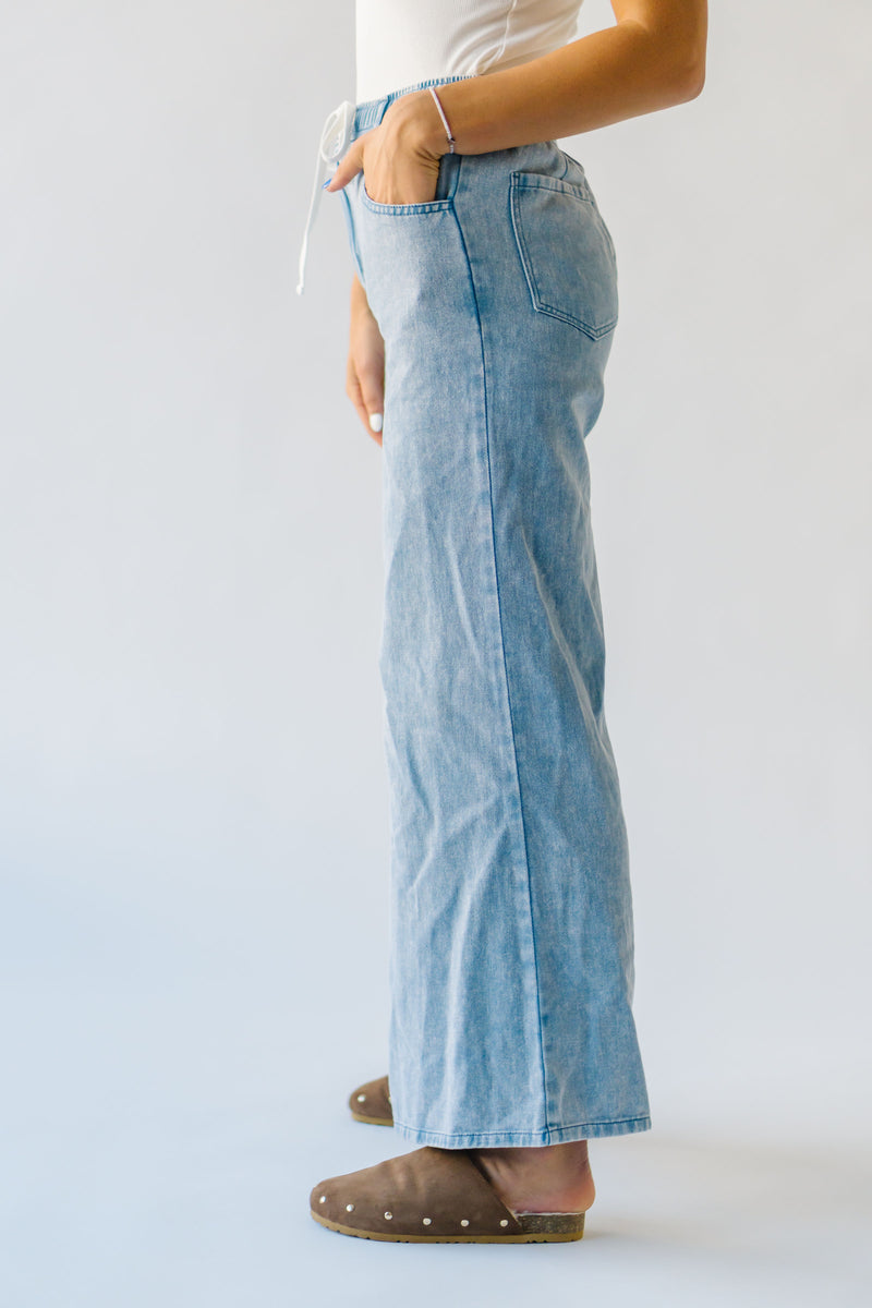 The Towslee Wide Leg Denim Jean in Light Blue