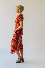 The Fannon Floral Midi Dress in Red Multi