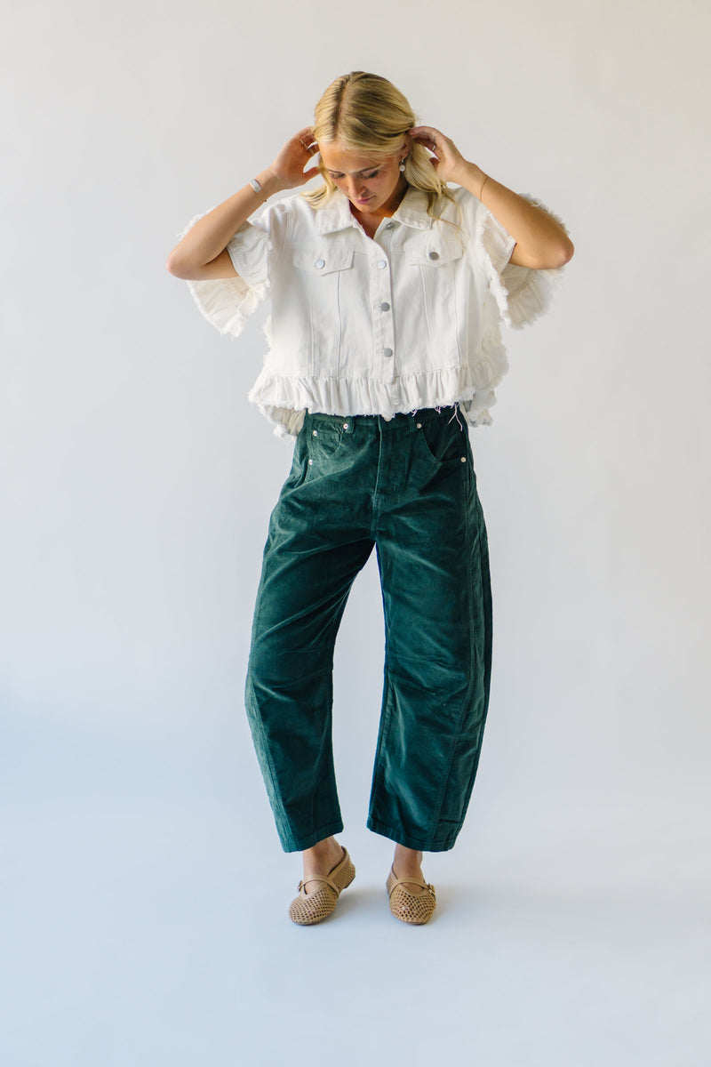 The Talley Ruffle Denim Jacket in White