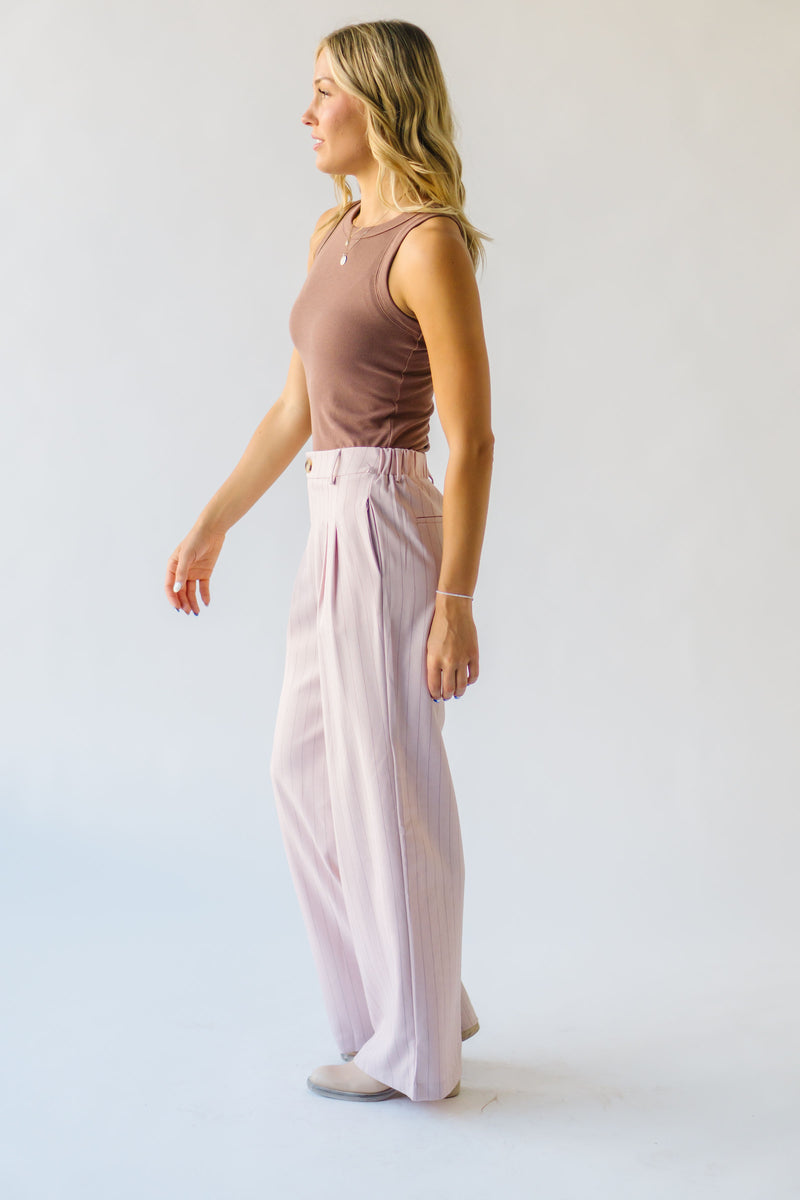 The Hopwood Pinstripe Wide Leg Trouser in Soft Pink