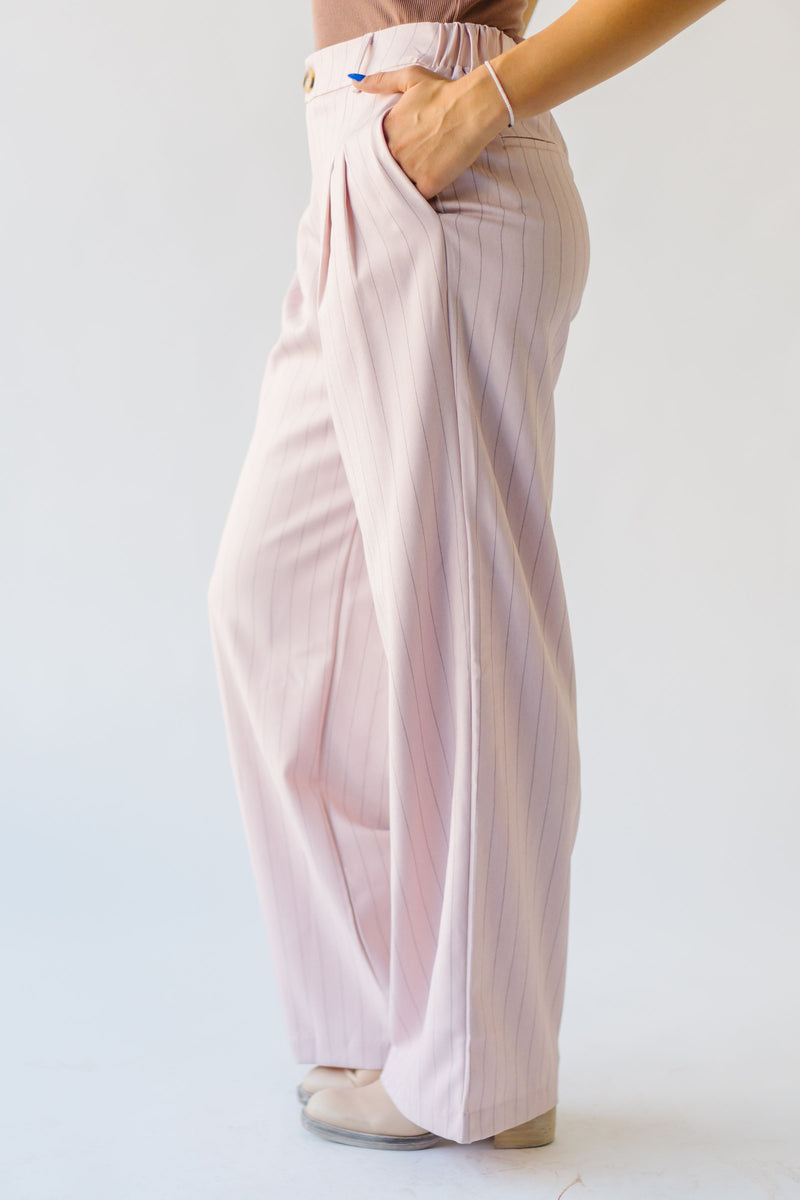 The Hopwood Pinstripe Wide Leg Trouser in Soft Pink