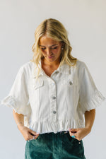 The Talley Ruffle Denim Jacket in White