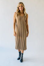 The Pomeroy Textured Midi Dress in Khaki