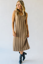 The Pomeroy Textured Midi Dress in Khaki