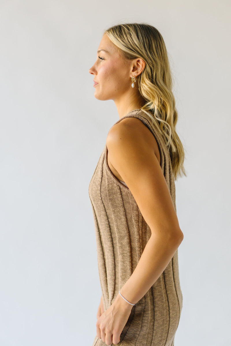 The Pomeroy Textured Midi Dress in Khaki