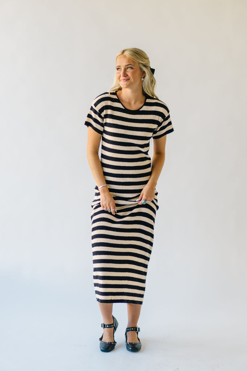 The Brenchley Striped Sweater Dress in Natural + Black