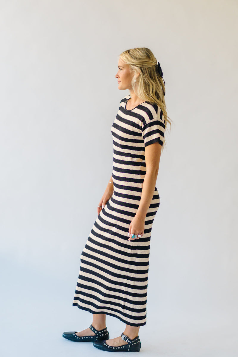 The Brenchley Striped Sweater Dress in Natural + Black