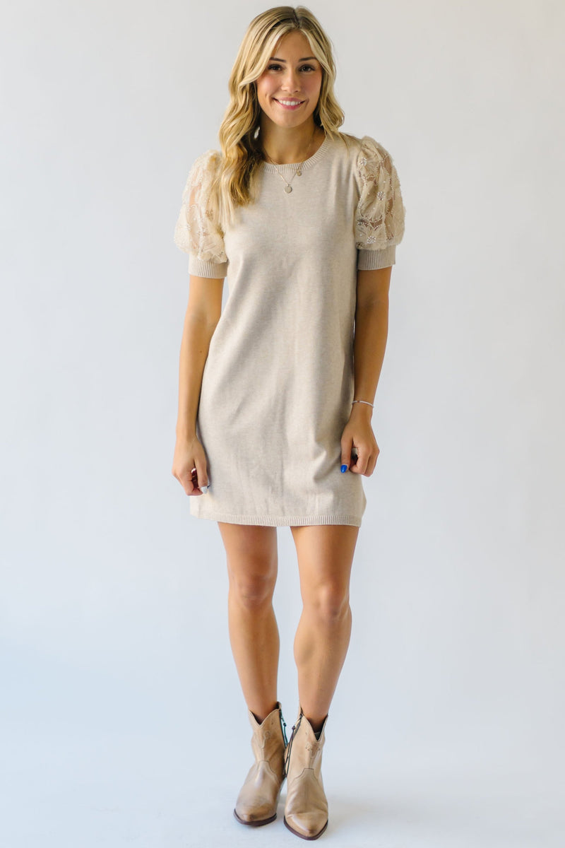 The Hinkle Mesh Detail Sweater Dress in Natural