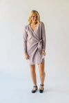 The Plumley Wrap Sweater Dress in Taupe