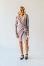 The Plumley Wrap Sweater Dress in Taupe