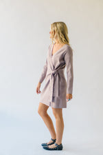 The Plumley Wrap Sweater Dress in Taupe