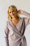 The Plumley Wrap Sweater Dress in Taupe