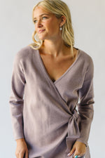 The Plumley Wrap Sweater Dress in Taupe