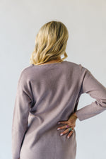 The Plumley Wrap Sweater Dress in Taupe