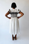 The Blaire Crochet Bodice Midi Dress in Cream
