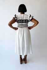 The Blaire Crochet Bodice Midi Dress in Cream