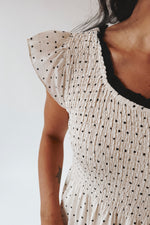 The Andrea Polka Dot Tiered Maxi Dress in Natural