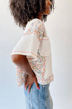 The Franta Gauze Textured Blouse in Ivory + Floral