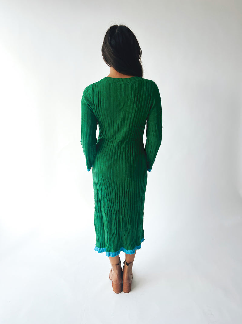 The Kamina Knit Midi Dress in Kelly Green