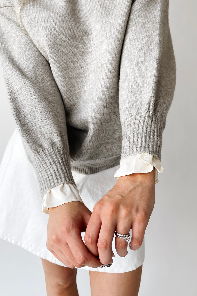 The Rozendal Ruffle Collared Sweater in Heather Grey