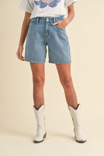 The Wagler Bermuda Mom Short in Medium Denim