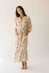The Odette Printed Floral Midi Dress in Natural + Navy