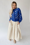 The Conlan Floral Embroidered Cardigan in Blue