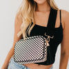 The Woven Willow Camera Crossbody Bag in Checkered Black