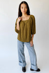 The Elsie Textured Blouse in Dark Olive