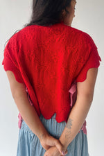 The Abbie Scallop Edge Sweater Vest in Red