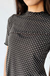 The Carolyn Dot Textured Blouse in Black