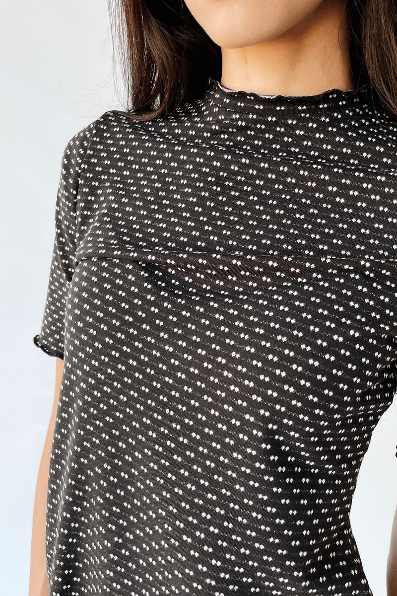 The Carolyn Dot Textured Blouse in Black