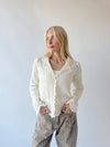 The Abigail Knit Crochet Cardigan in Off White