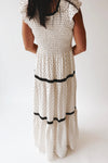 The Andrea Polka Dot Tiered Maxi Dress in Natural
