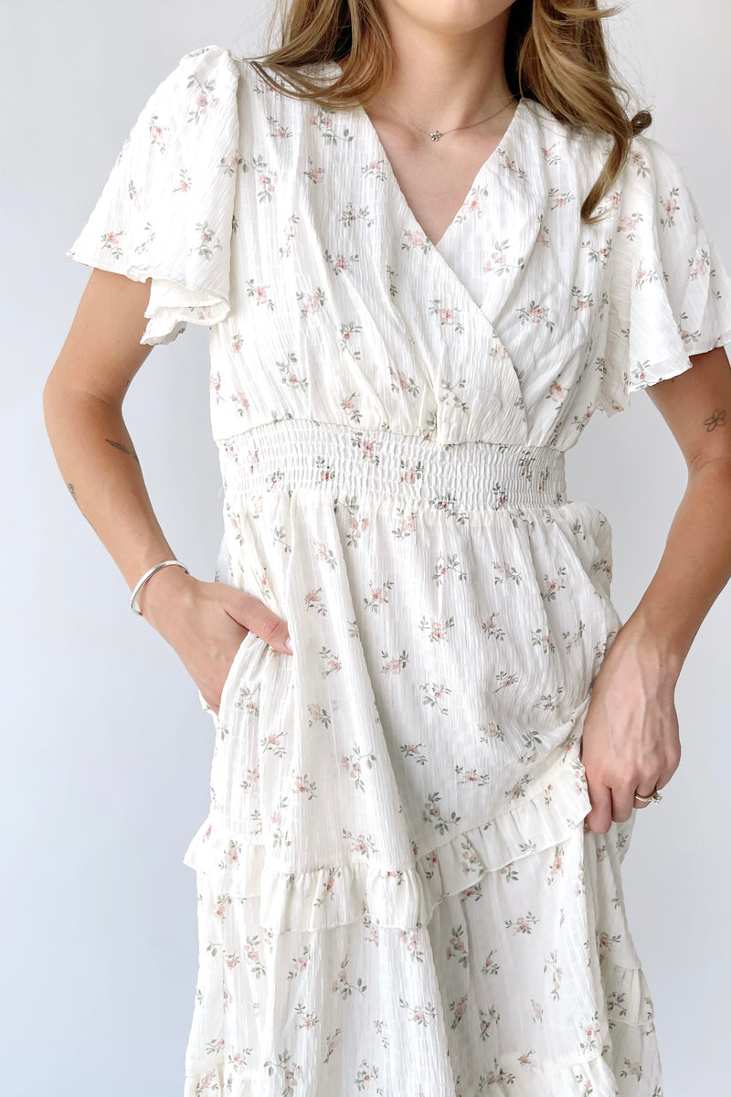 The Jessa Floral Midi Dress in Tea Party Pink