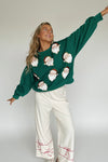 The Nicholas Sequins + Fur Embroidered Pullover in Green
