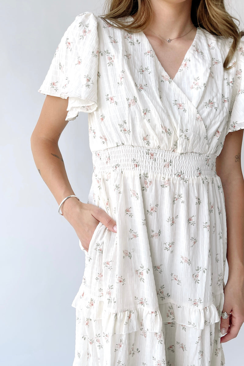 The Jessa Floral Midi Dress in Tea Party Pink