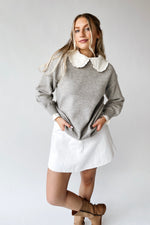 The Rozendal Ruffle Collared Sweater in Heather Grey