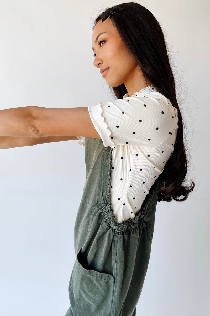 The Gianna Woven Overall in Hunter Green