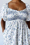 The Danika Bubble Sleeve Maxi Dress in Ivory Multi