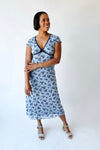 The Sasha Floral V-Neck Midi Dress in Blue