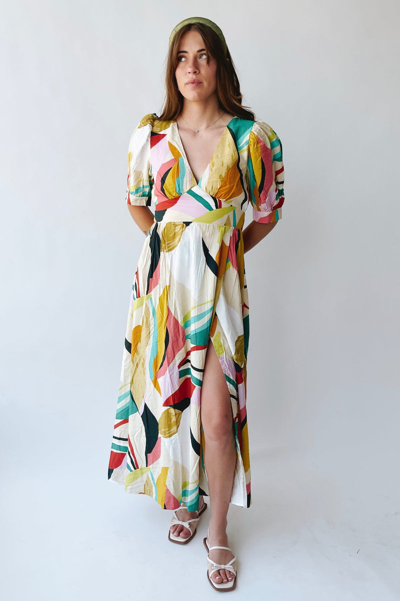 The Mandy Floral Maxi Dress in Cream Multi