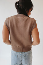 The Mindy Button-Up Vest in Toffee